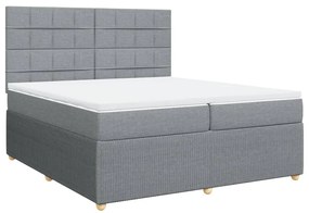 Κρεβάτι Boxspring με Στρώμα Ανοιχτό Γκρι 200x200 εκ. Υφασμάτινο - Γκρι