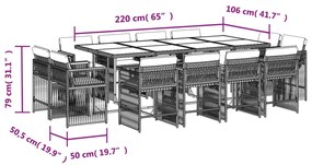 vidaXL Σετ Τραπεζαρίας Κήπου 13τεμ Μικτό Μπεζ Συνθ. Ρατάν με Μαξιλάρια