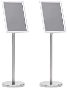 vidaXL Βάσεις Αφισών 2 pcs Ασημί 32,7 x 24 x 108 εκ. Αλουμίνιο