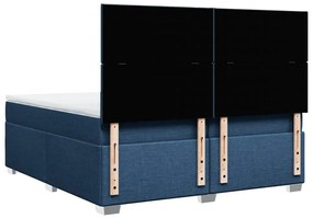 Κρεβάτι Boxspring με Στρώμα Μπλε 200x200 εκ. Υφασμάτινο - Μπλε