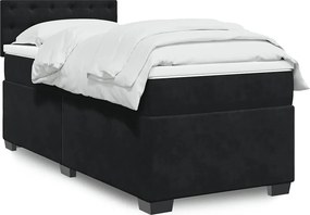 vidaXL Κρεβάτι Boxspring με Στρώμα Μαύρο Single Βελούδινο