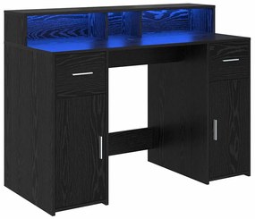 vidaXL Γραφείο με ράφι Μαύρη δρυς 120 x 55 x 91 εκ. Επεξεργασμένο ξύλο