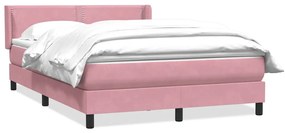 vidaXL Κρεβάτι Boxspring με Στρώμα Ροζ 140x210 εκ. Βελούδινο