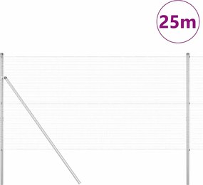 vidaXL Στύλος Περιφράξεων Ασημί 25 x 1,2 μ. (19 x 19 χιλ. δίκτυο)