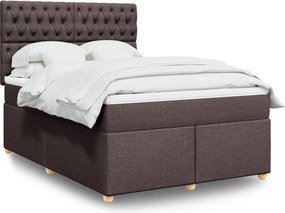 vidaXL Κρεβάτι Boxspring με Στρώμα Σκούρο Καφέ 140x190 εκ. Υφασμάτινο