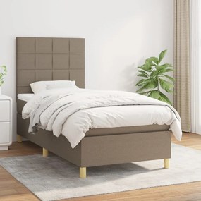 Κρεβάτι Boxspring με Στρώμα Taupe 80x200 εκ. Υφασμάτινο