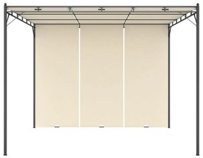 vidaXL Κιόσκι Κήπου Κρεμ 3 x 3 x 2,25 μ. με Πλαϊνή Κουρτίνα