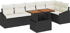 vidaXL Σετ Καναπέ Κήπου με αποθήκευση 7 pcs Μαύρο Πολυ ράταν