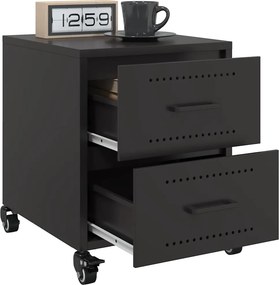 vidaXL Κομοδίνα 2 τεμ. Μαύρο 36x39x43,5 εκ. από Χάλυβα