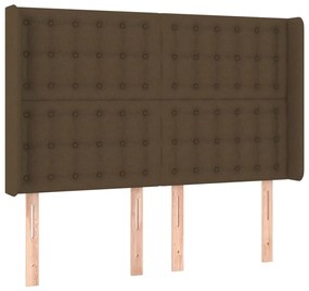 Κεφαλάρι Κρεβατιού LED Σκούρο Καφέ 147x16x118/128εκ. Υφασμάτινο - Καφέ