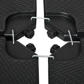 Βάση ομπρέλας 4 τεμαχίων, γεμιστό, 100 x 100 x 8 cm, Μαύρο