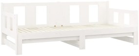 vidaXL Καναπές Κρεβάτι Συρόμενος Λευκός 2x(90x200) εκ. από Μασίφ Πεύκο
