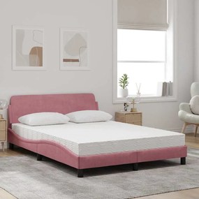vidaXL Κρεβάτι με Στρώμα Dover Ροζ 120x200 εκ. Βελούδινο