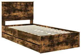 vidaXL Σκελετός Κρεβατιού Καπνιστό Δρύς 100 x 200 cm Μηχανήματος Ξύλο