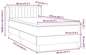 BOX SPRING ΚΡΕΒΑΤΙ ΜΕ ΣΤΡΩΜΑ ΣΚΟΥΡΟ ΓΚΡΙ 80X210 ΕΚ. ΒΕΛΟΥΔΙΝΟ 3317674