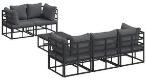 vidaXL Σετ Καναπέ Κήπου με μαξιλάρι 6 pcs Μαύρο Αλουμίνιο