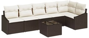 vidaXL Σετ Καναπέ Κήπου 7 pcs Καφέ Πολυ ράταν