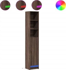 vidaXL Ντουλάπι με Φώτα LED Καφέ Δρυς 36x32,5x200 εκ. Επεξ. Ξύλο