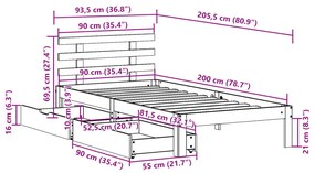 Σκελετός Κρεβ. Χωρίς Συρτάρια Καφέ Κεριού 90x200 εκ. - Καφέ