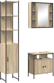 vidaXL Σετ Επίπλων Μπάνιου 3 pcs Δρύς Sonoma Επεξεργασμένο ξύλο