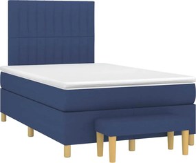 vidaXL Κρεβάτι Boxspring με Στρώμα Μπλε 120x190 εκ. Υφασμάτινο