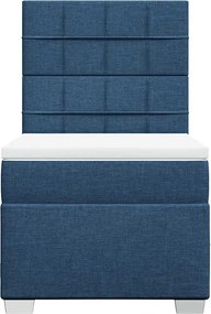 vidaXL Κρεβάτι Boxspring με Στρώμα Μπλε 90x200 εκ.Υφασμάτινο