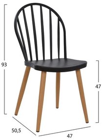 Σετ τραπεζαρίας C11025.02 5τμχ με Τραπέζι Sonama 120x70x76εκ. &amp; Καρέκλες PP Μαύρες