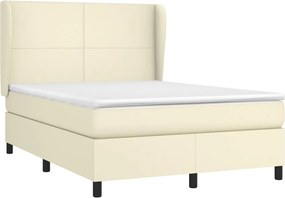 vidaXL Κρεβάτι Boxspring με Στρώμα Κρεμ 140x200εκ. από Συνθετικό Δέρμα