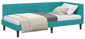 vidaXL Κρεβάτι Γωνίας με κεφαλάρι Τιρκουάζ 100 x 200 cm Βελούδο