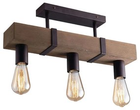 Φωτιστικό Οροφής - Πλαφονιέρα I-Texas-PL3 Natural-Black Luce Ambiente Design Metal,Wood