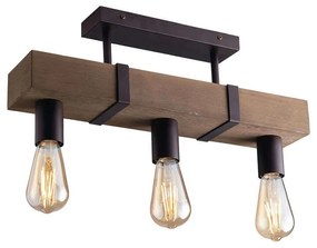 Φωτιστικό Οροφής - Πλαφονιέρα I-Texas-PL3 Natural-Black Luce Ambiente Design Μέταλλο,Ξύλο