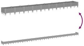 vidaXL Ζαρντινιέρα με Πασσάλους Γκρι 123,5x43,5x43,5εκ. Πολυπροπυλένιο