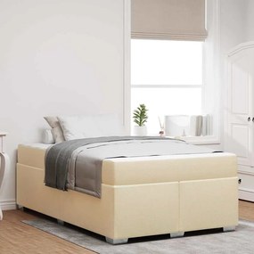 vidaXL Σκελετός Κρεβατιού με στρώμα Κρεμ 120 x 190 cm ύφασμα