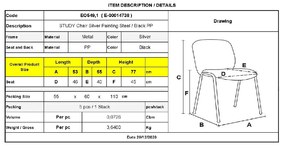 STUDY ΚΑΡΕΚΛΑ ΣΤΟΙΒΑΖΟΜΕΝΗ ΜΕΤΑΛΛΟ ΒΑΦΗ SILVER, PP ΜΑΥΡΟ