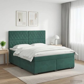 vidaXL Κρεβάτι box spring με στρώμα Σκούρο Πράσινο 140 x 190 cm