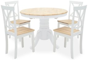 Intrahome Tραπεζαρία Lars Intrahome σετ 5τμχ επεκτεινόμενη ξύλο-MDF λευκό-φυσικό Φ100(+38)x100x75εκ | SKU: INTRAPA-311111307