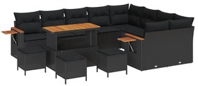Σετ Καναπέ Κήπου με μαξιλάρι με αποθήκευση Μαύρο Πολυ ράταν