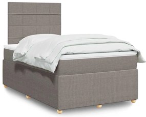 vidaXL Κρεβάτι Boxspring με Στρώμα Taupe 120x190 εκ. Υφασμάτινο