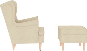 vidaXL Μπερζέρα Κρεμ Υφασμάτινη με Υποπόδιο