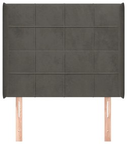 Κεφαλάρι με Πτερύγια Σκούρο Γκρι 93x16x118/128εκ.Βελούδινο - Γκρι