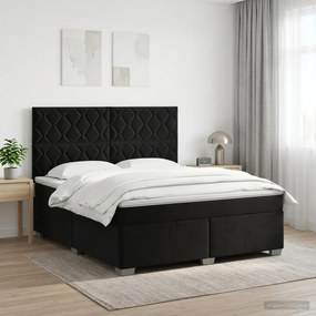 vidaXL Κρεβάτι box spring με στρώμα Μαύρο 180 x 200 cm Βελούδο