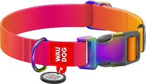 Nylon collar with QR code for Waudog gradient dog, orange , size XL