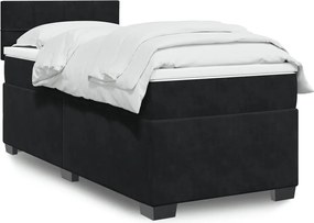 vidaXL Κρεβάτι Boxspring με Στρώμα Μαύρο 100x200 εκ. Βελούδινο