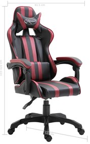 Καρέκλα Gaming Μπορντό από Συνθετικό Δέρμα - Κόκκινο