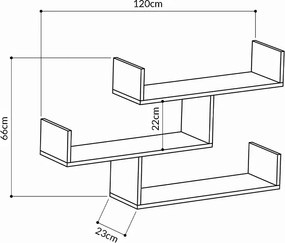Ραφιέρα τοίχου Tibet Megapap χρώμα ανθρακί 119x22x66εκ.