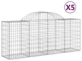 vidaXL Συρματοκιβώτια Τοξωτά 5 τεμ. 200x50x80/100 εκ. Γαλβαν. Ατσάλι