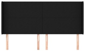 Κεφαλάρι με Πτερύγια Μαύρο 183x16x118/128 εκ. Υφασμάτινο 3119316