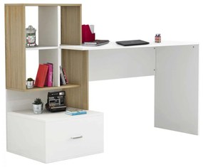 ΓΡΑΦΕΙΟ ΜΕΛΑΜΙΝΗΣ ΜΕ ΒΙΒΛΙΟΘΗΚΗ HM8993.02 ΛΕΥΚΟ SONAMA 149x48x105Y εκ.
