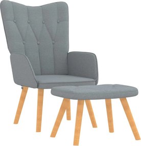 vidaXL Πολυθρόνα Relax Ανοιχτό Γκρι Υφασμάτινη με Σκαμπό