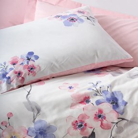 Σετ παπλωματοθήκη Jayda Cotton Box 3 τμχ Μονή (160x220) χρώμα ροζ - λευκό